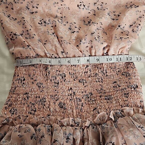 Honey Chelsea Women's Floral Ruffled Long Sleeves Mini Dress XS Pink - Picture 12 of 16